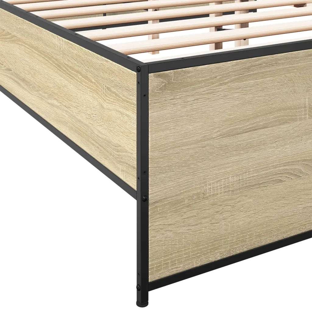 Giroletto-Struttura Letto Rovere Sonoma 200x200 cm Legno Multistrato e Metallo 719482
