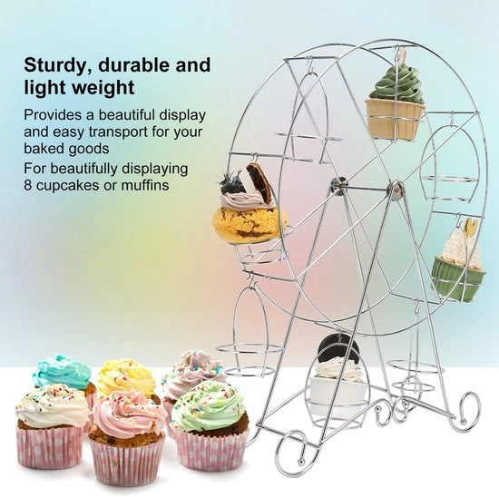 Sostegno per Display in Acciaio Inossidabile - Grande Tazza per Torta - Stand per Cupcake - Riciclabile - Leggero - Per 8 Cupcake
