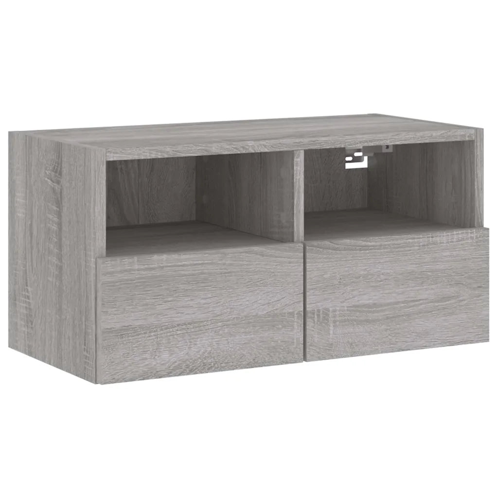 Mobili TV a Muro 4pz | Armadietto TV | Mobile Porta TV Grigio Sonoma in Legno Multistrato