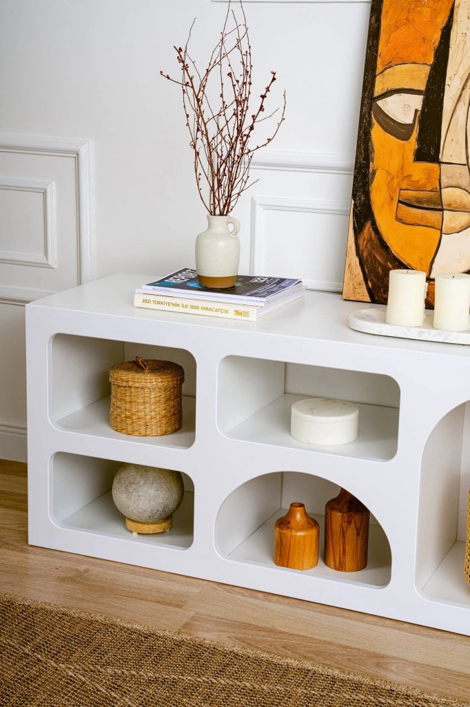 Credenza in legno "Ferlis" - 160 x 40 x 51 cm - Bianco
