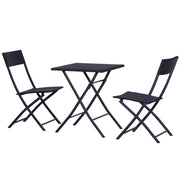 EasyComfort Set da Giardino Pieghevole da 3 Pezzi in Rattan PE e Metallo, Set 2 Sedie e Tavolino da Caffè, Protezione dai Raggi UV, Set di Mobili da Balcone, per Patio e Cortile, Nero