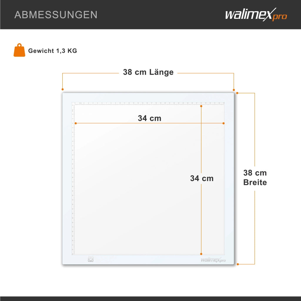 Tavoletta luminosa LED Shining White 380 15 W, Lightpad 38 x 38 cm, dimmerabile, con temperatura di colore 5600 K, per disegno e pittura