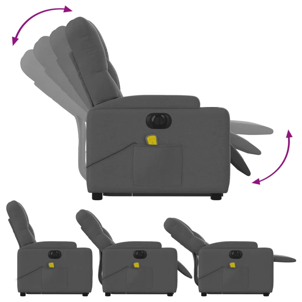 Poltrona Alzapersona Massaggi Elettrica Grigio Scuro Tessuto 3204747