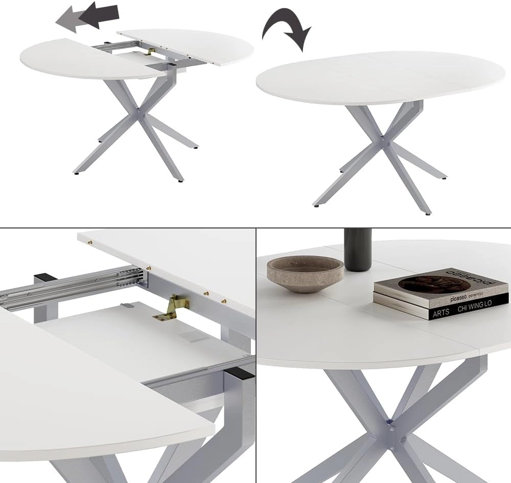tavolo da pranzo allungabile Loyd, Bianco/Grigio, 120 x 76.5 cm Estensibile