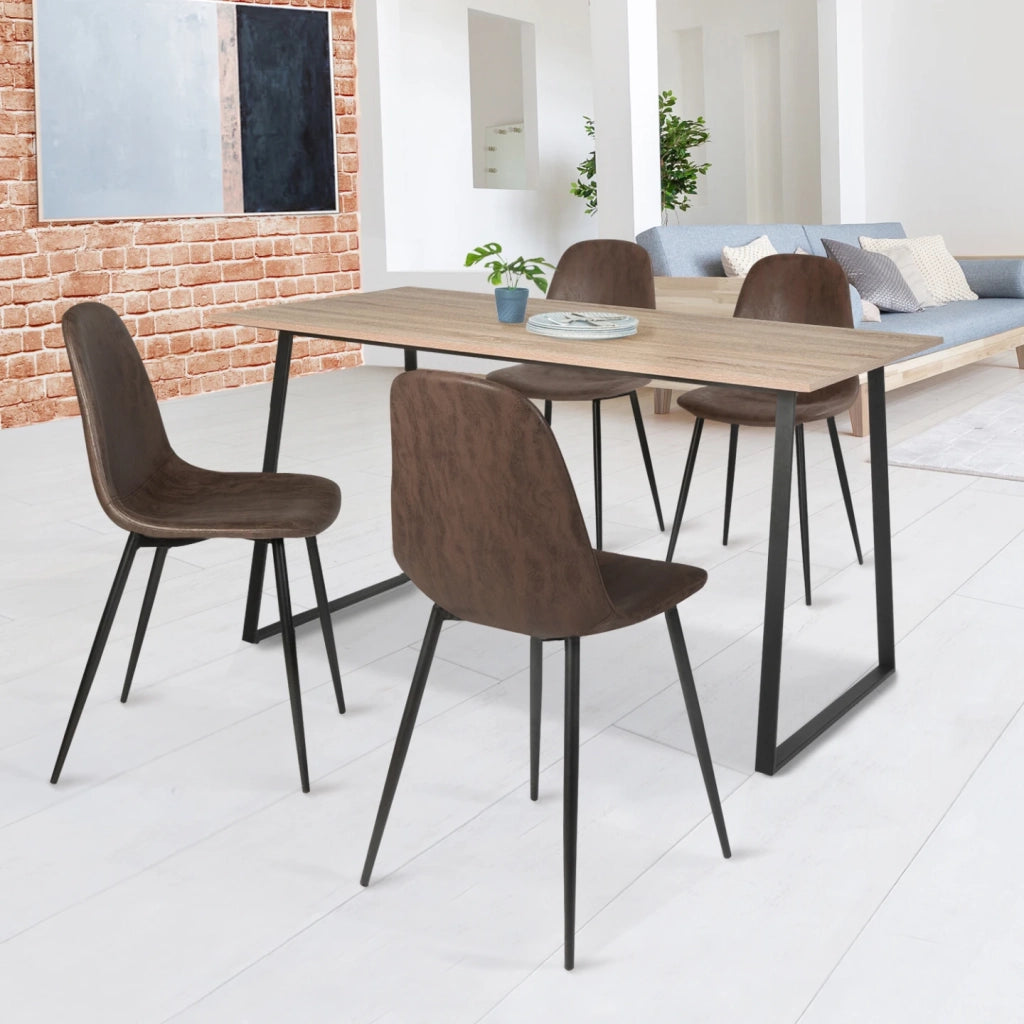 IDMarket - Set di 4 sedie da pranzo vintage marroni DALI