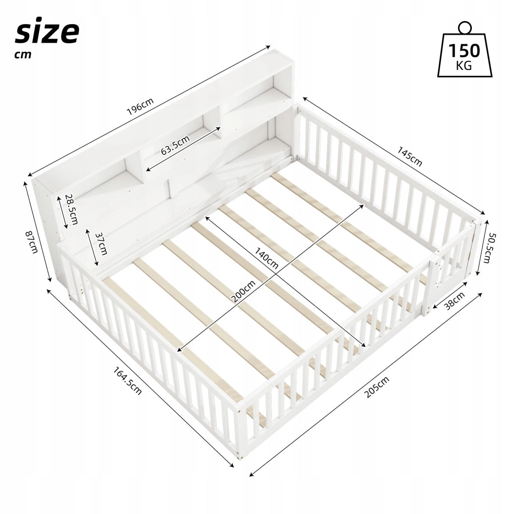 Letto giorno notte in pino - Xylo - 140x200, bianco, con contenitore