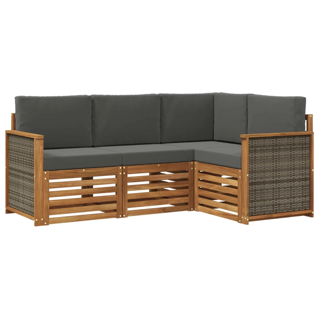 Set divani con cuscino 4 pcs Legno di Acacia Massello
