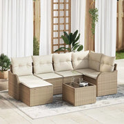 Set Divano da Giardino 7 pcs Beige e bianco Poly Rattan 3354450