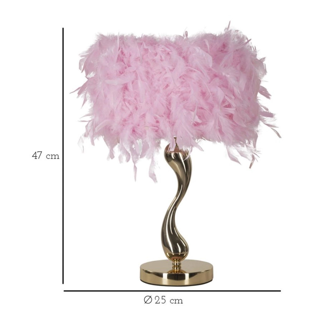 Lampada da Tavolo Piume 4, Rosa, Metallo, 25x25x47 cm