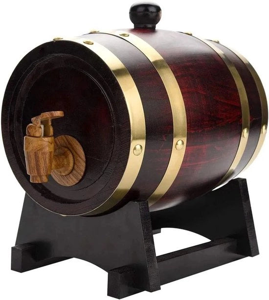 Vasca in Legno - 3L - Rovere - Vintage - Vasca per Birra - Birra Tap - Dispensatore di Bevande - Bevanda Tap - Tap per Casa - Ideale per Vino, Birra, Whisky, Rum e altre diverse Bevande Forti