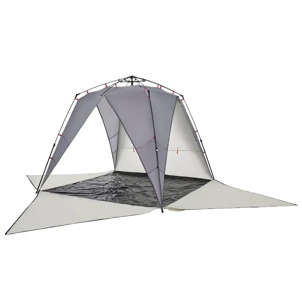 Tenda da Spiaggia 4 Persone-Tenda da campeggio Grigio Rilascio Rapido Impermeabile