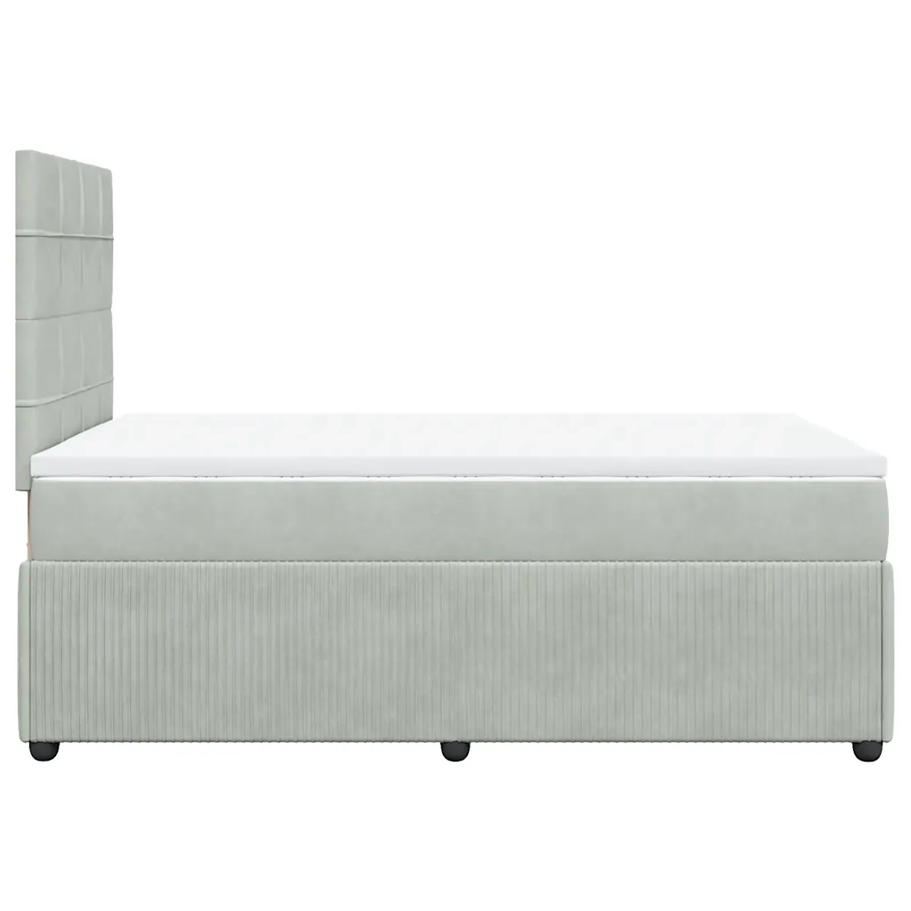 Giroletto a Molle con Materasso Grigio Chiaro 120x190cm Velluto