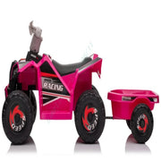Quad elettrico per bambini 104 x 39 x 48 cm con rimorchio posteriore divertente giocattolo multiterreno in PP rosso 20_0017109