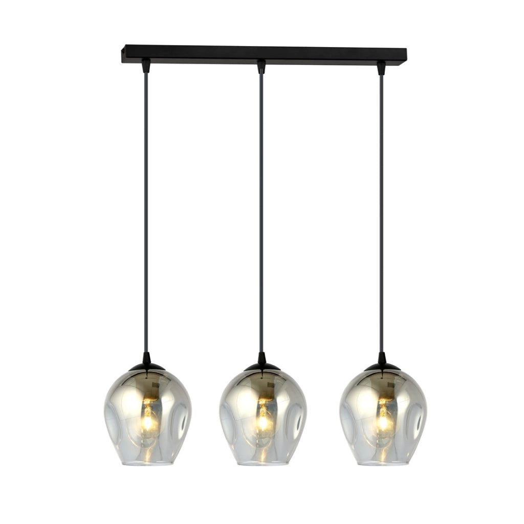 Lampada a sospensione Emibig Istar 3 3xE27 nera vetro