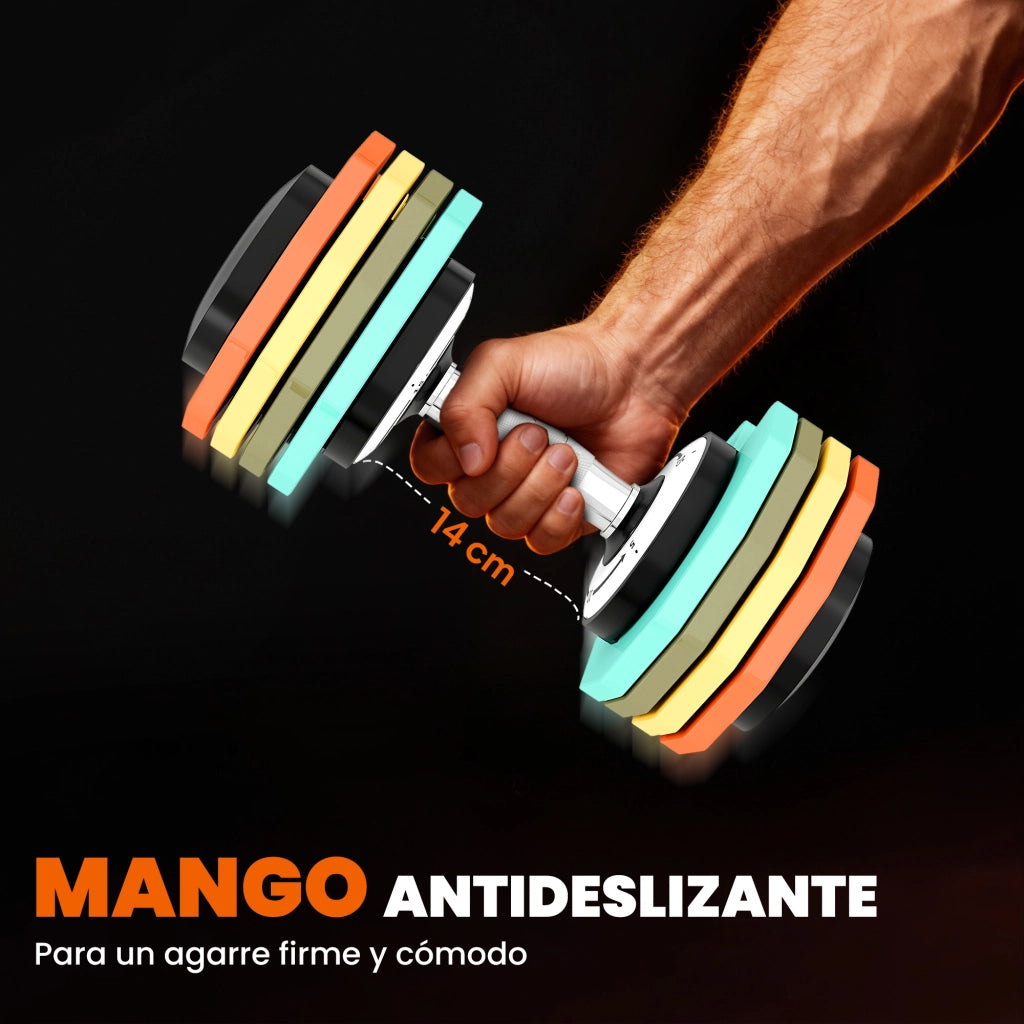 Set manubri regolabile 5 in 1 5-25 kg con base contenitore e manico antiscivolo ¨C zephmum ¨C multicolore