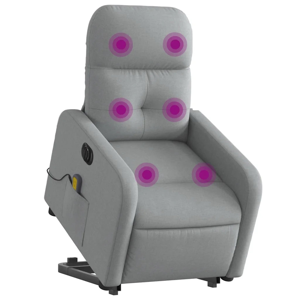 Poltrona Alzapersona Massaggi Elettrica Grigio Chiaro Tessuto