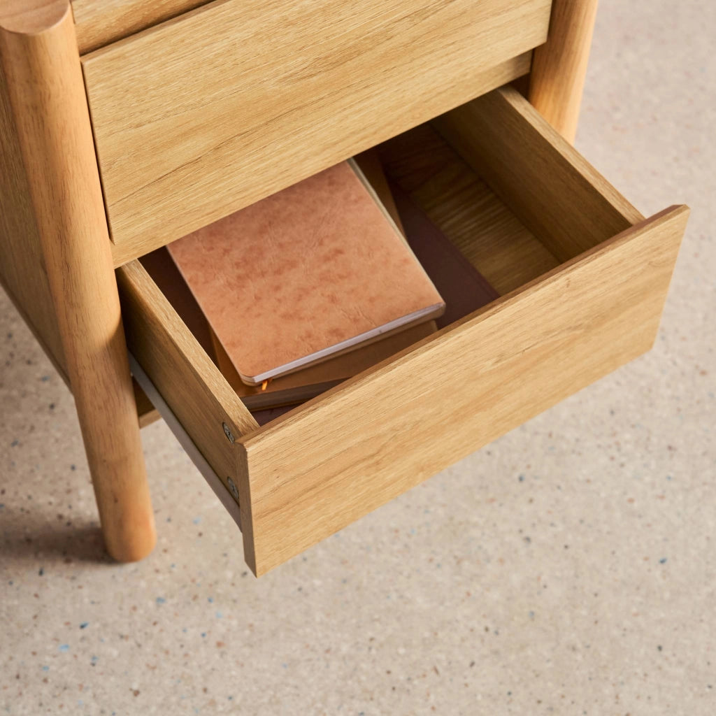 Set 2 comodini decoro legno 2 cassetti , marrone naturale