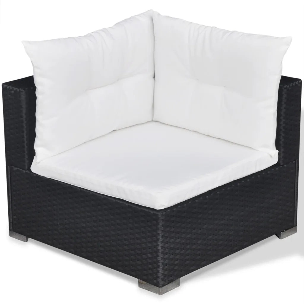 Set Divani da Giardino 5 pz con Cuscini in Polyrattan Nero 42100