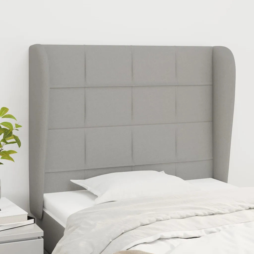 Testiera ad Orecchio-Testata con Orecchie Grigio Chiaro 83x23x118/128 cm in Tessuto 161948