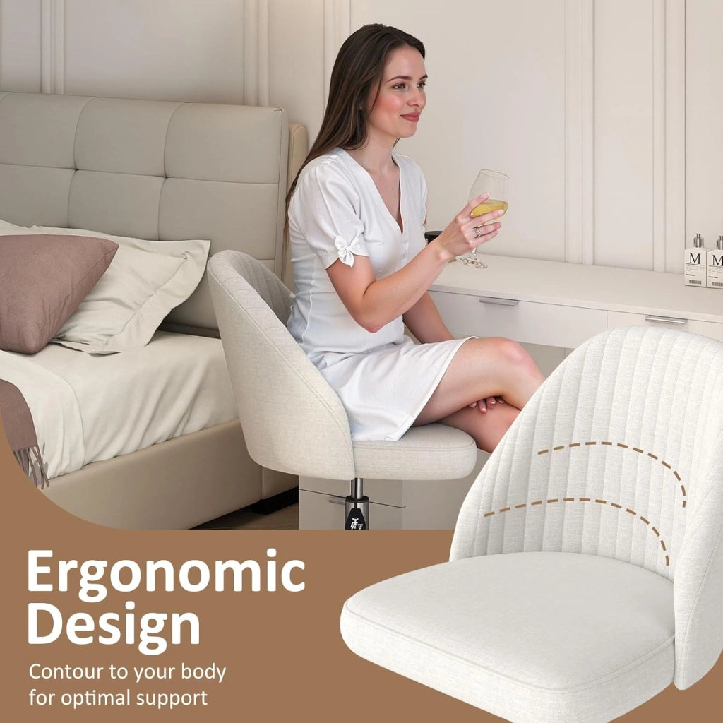 Sedia da ufficio regolabile in altezza, ergonomica, senza braccioli, sedia girevole con ruote, portata fino a 136 kg, per home office e ufficio