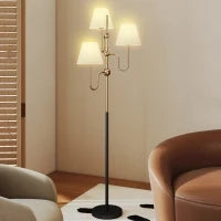 Lampada da Terra Alta 165 cm con 3 Punti Luce e Interruttore a Pedale, Attacco E27 Max 40W, Oro
