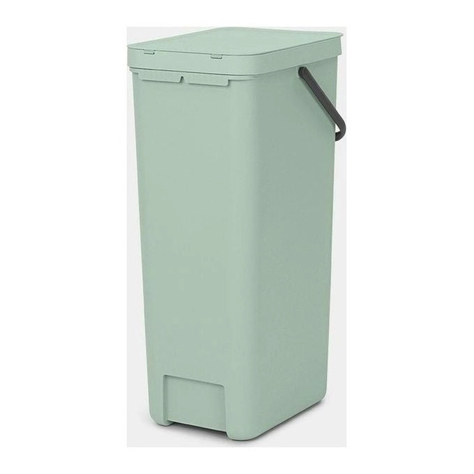 Brabantia 212826 Sort and Go Pattumiera 40L in Plastica Riciclabile al 100% con Coperchio Stay Open e Maniglia di Trasporto colore Jade Green