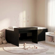 Letto alto per bambini con scrivania Nero 98.5 x 200 cm