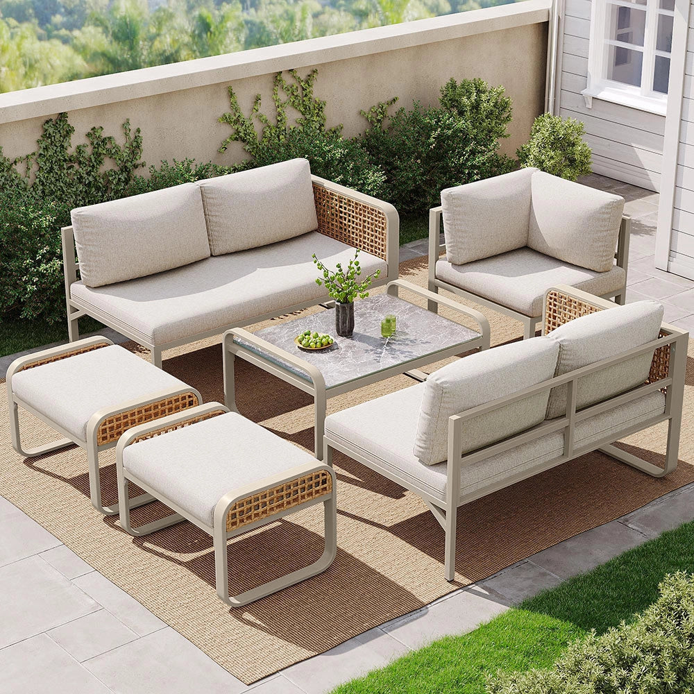 Set giardino - Xylo - 6/7 posti angolare rotin beige