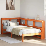 Letto Libreria senza Materasso-Struttura Letto con contenitore Marrone Cera 90x200 cm in Pino 135362