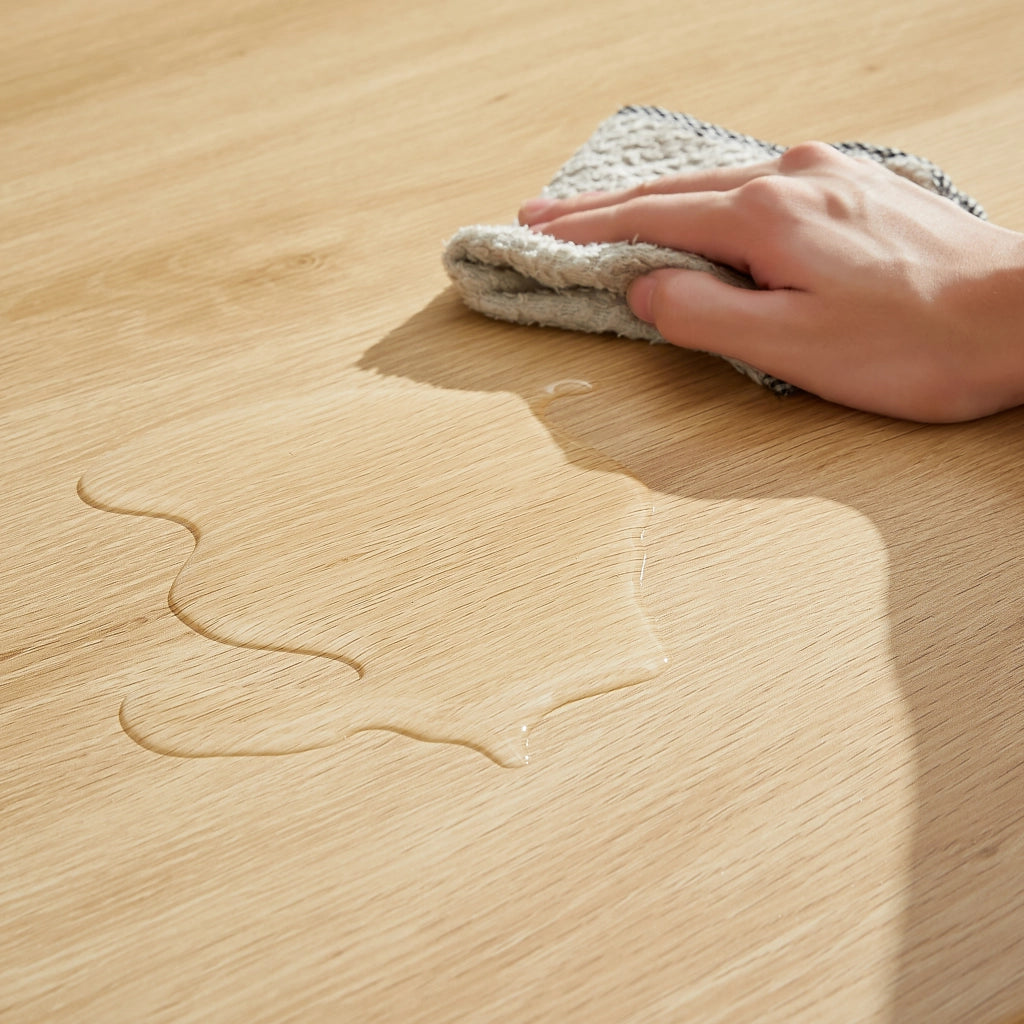 Tavolo da pranzo per 4 persone con 2 panche, stile industriale, per cucina, in truciolare e acciaio, naturale e bianco, 110 × 60 × 75 cm