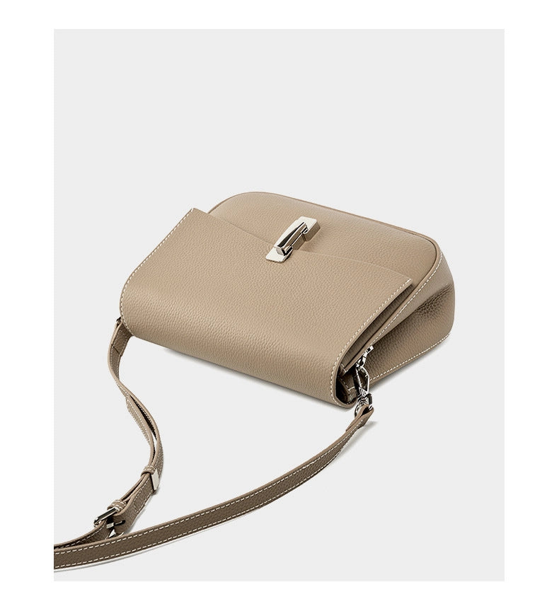 Borsa a tracolla quadrata da donna in vera pelle, colore grigio.