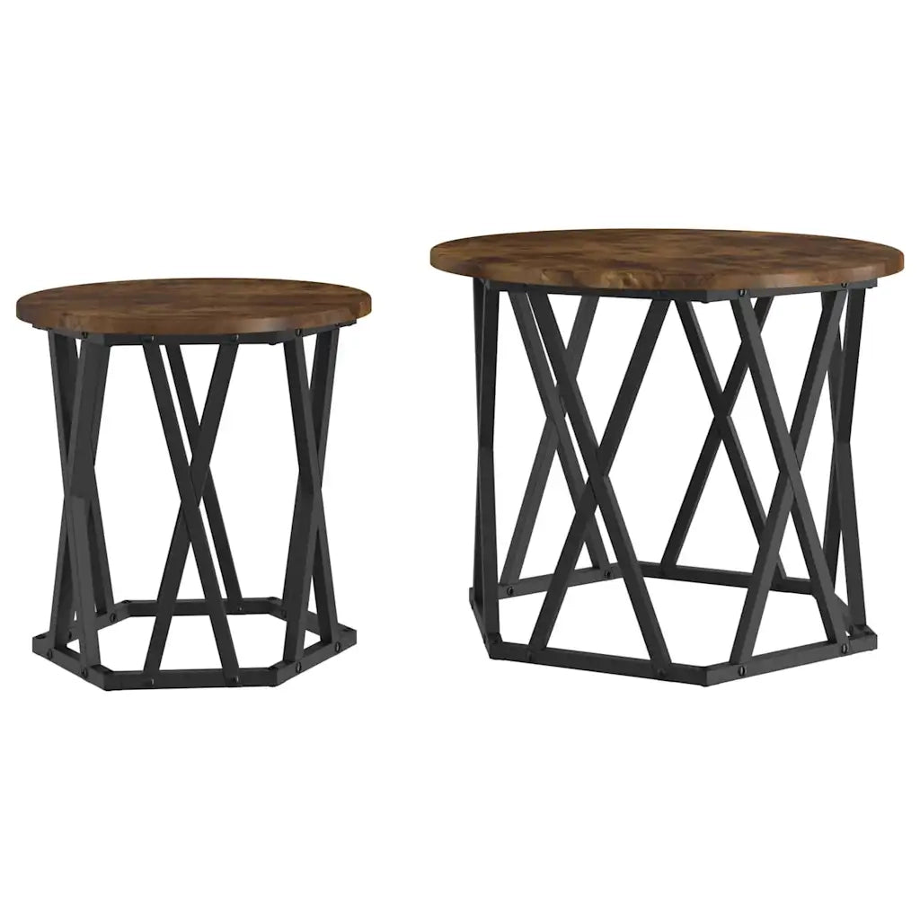 Tavolo laterale 2 pcs Rovere fumé 868245