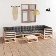 Set Salotto Giardino 8 pz Cuscini Antracite Legno Massello Pino 3077309