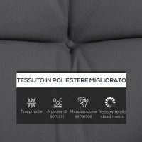 Set 4 Cuscini da Giardino per Schienale e Seduta con Imbottitura, in Poliestere, Grigio Carbone