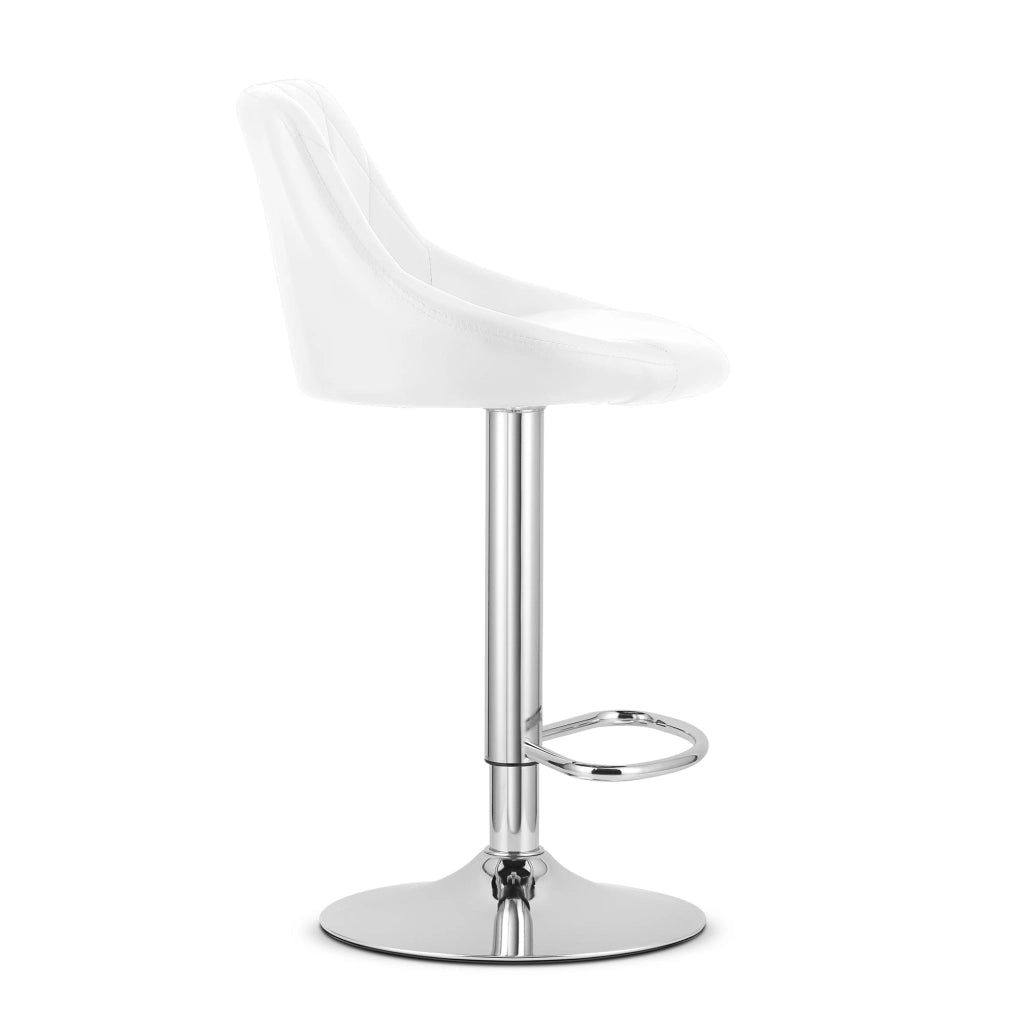 Sgabello girevole VALORA DAKA - Ecopelle bianca/Base cromata x 2