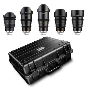 MF 14mm/24mm/35mm/50mm/85mm MK2 Custodia per obiettivi video VDSLR per Sony E