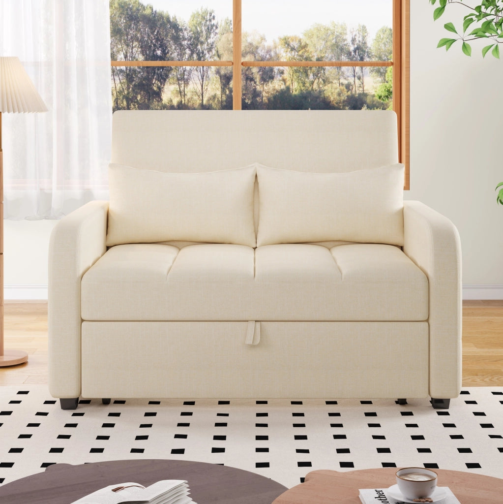 Divano letto pieghevole beige con schienale reclinabile