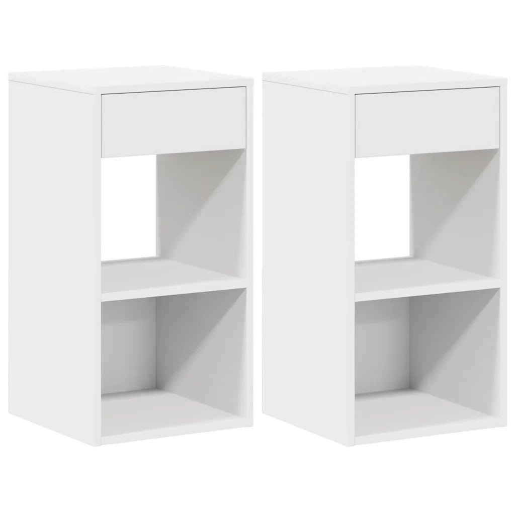 Comodini con Cassetto 2 pz Bianchi 35x34x66,5 cm 858714