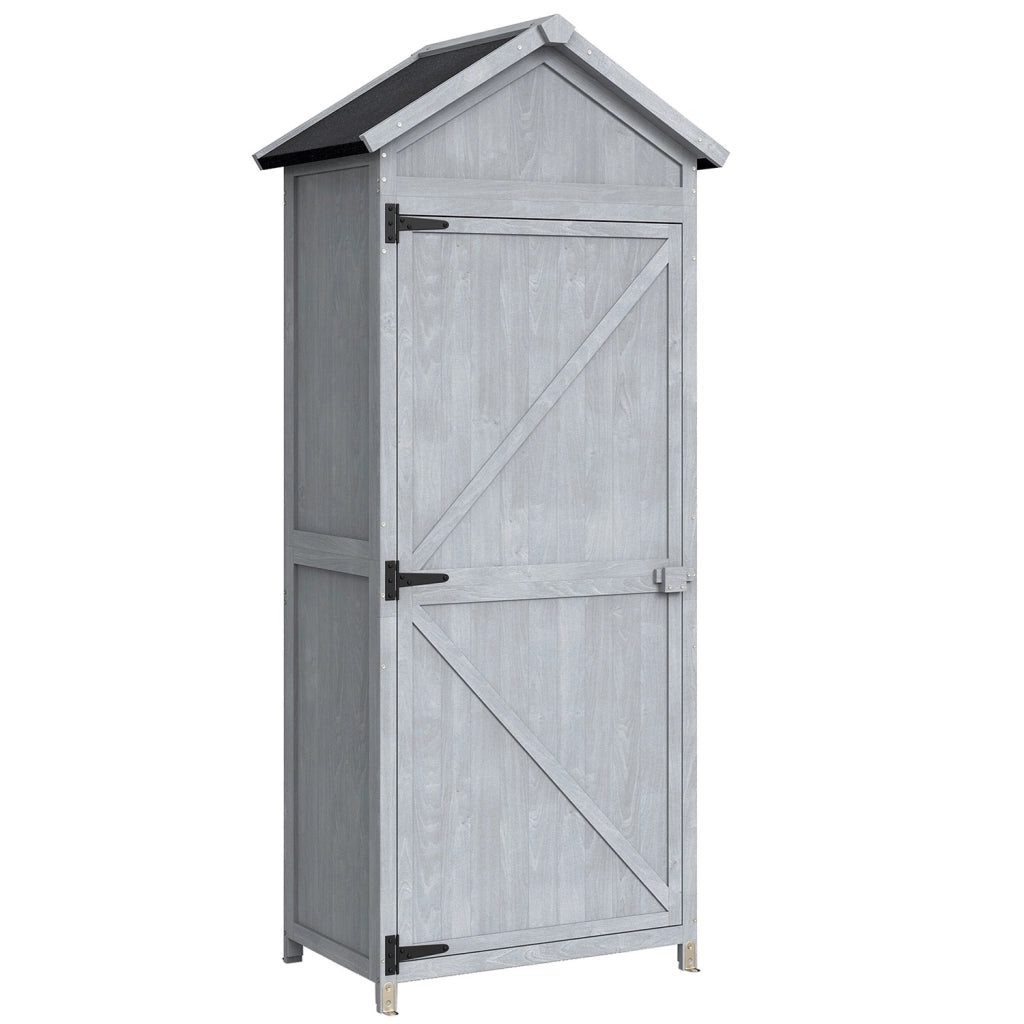 Armadio da Esterno 77x52,5x178 cm Armadio con Banco Lavoro Ribaltabile in Legno Grigio