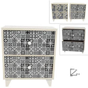 Trade Shop - Porta Oggetti Cassettiera Quadrata Con 2 Cassetti Legno Country Chic Arredamento -