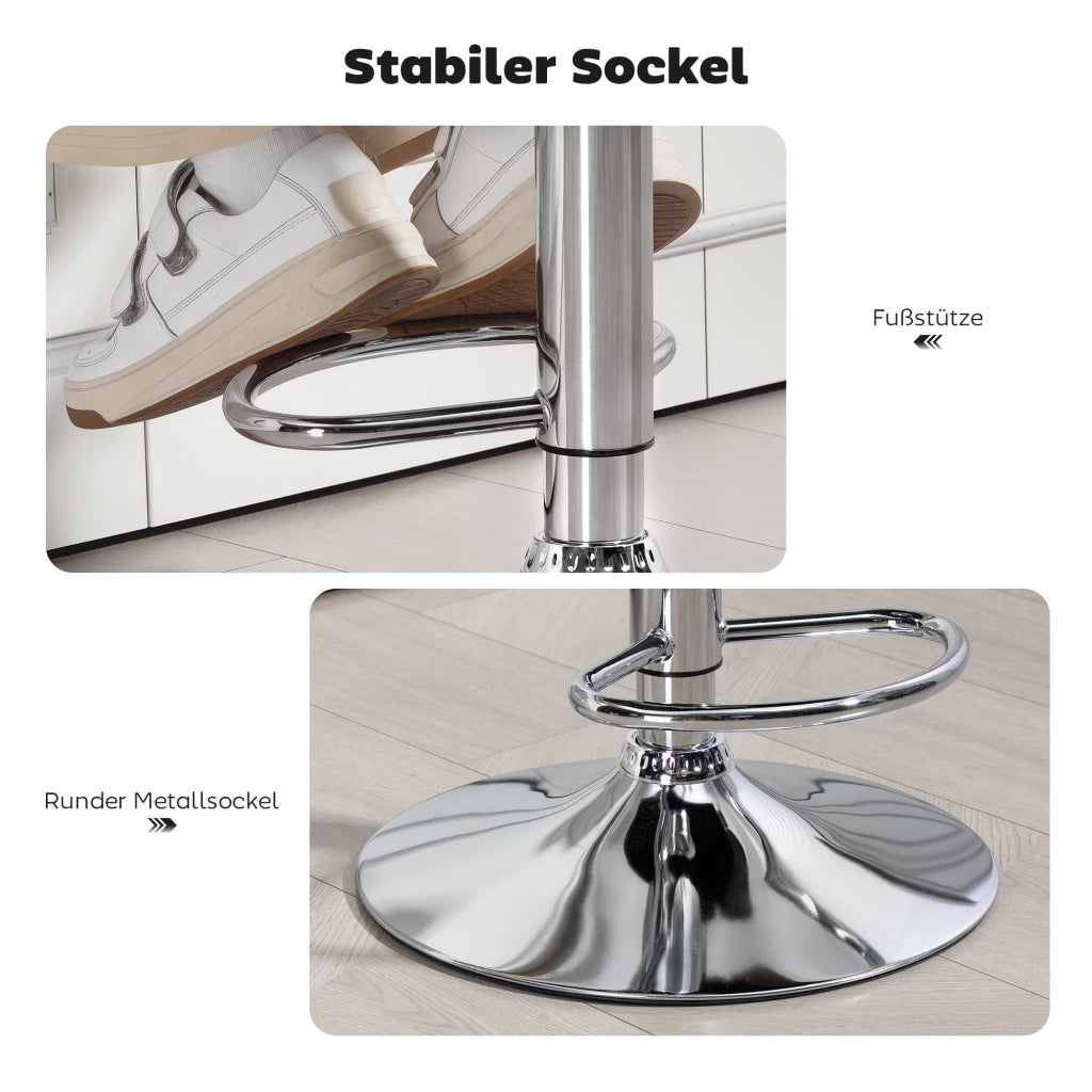 Sgabello da Bar Regolabile e Girevole 360¡ã ¨C Minimal ¨C Struttura in Metallo, Schienale, Poggiapiedi, Nero, 61x50x93-113 cm