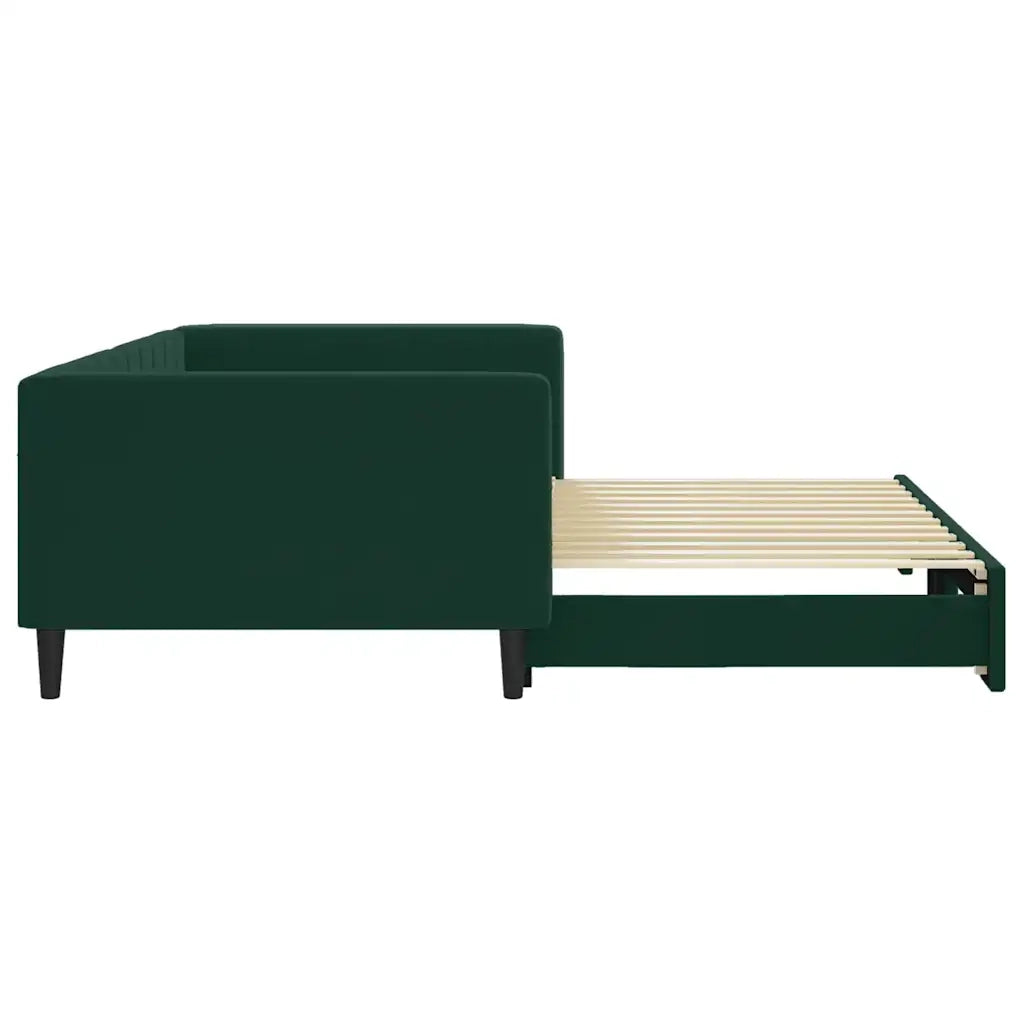 Divano Letto con Letto Estraibile Verde Scuro 100x200cm Velluto