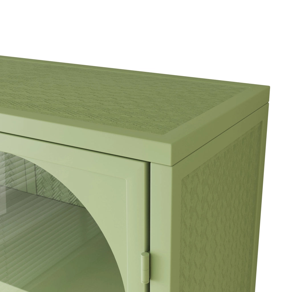 Mobiletto da Parete Moderno Verde con Due Ante in Vetro e Tre Ripiani, 70 cm