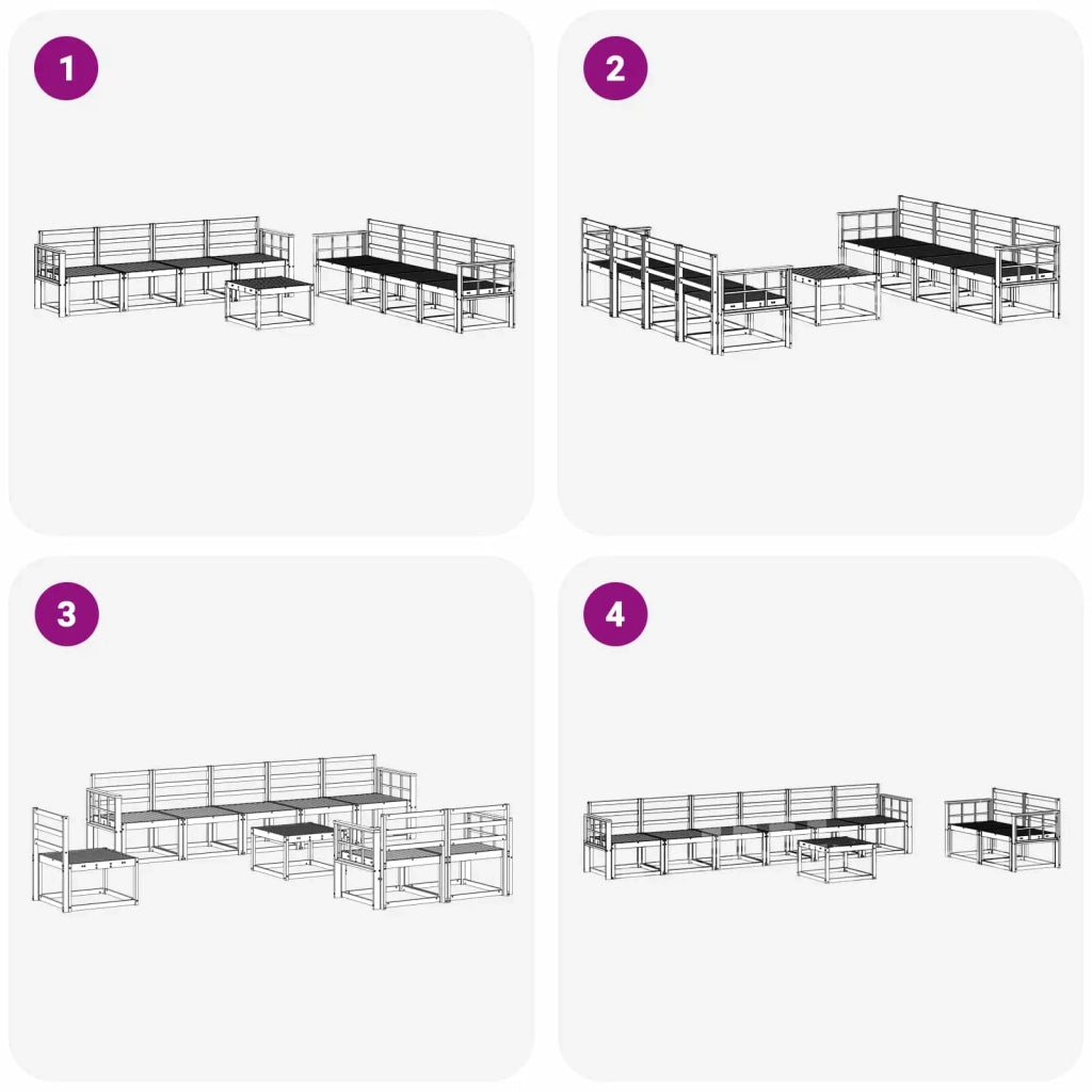 Set di divani da esterno 9 pcs Bianco 59 x 59 x 37 cm 3387428