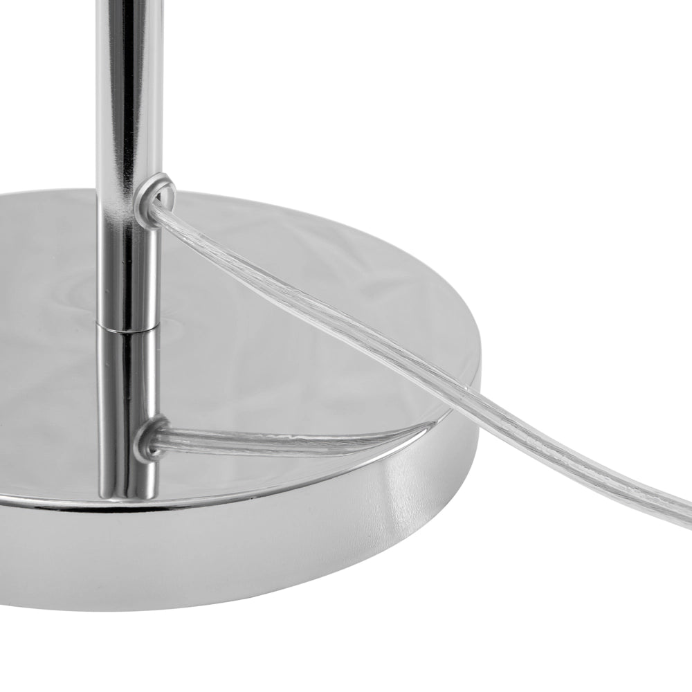 Lampada da Tavolo Comodino Luce Metallo Argento Base Rotonda Cupola Paralume Industriale