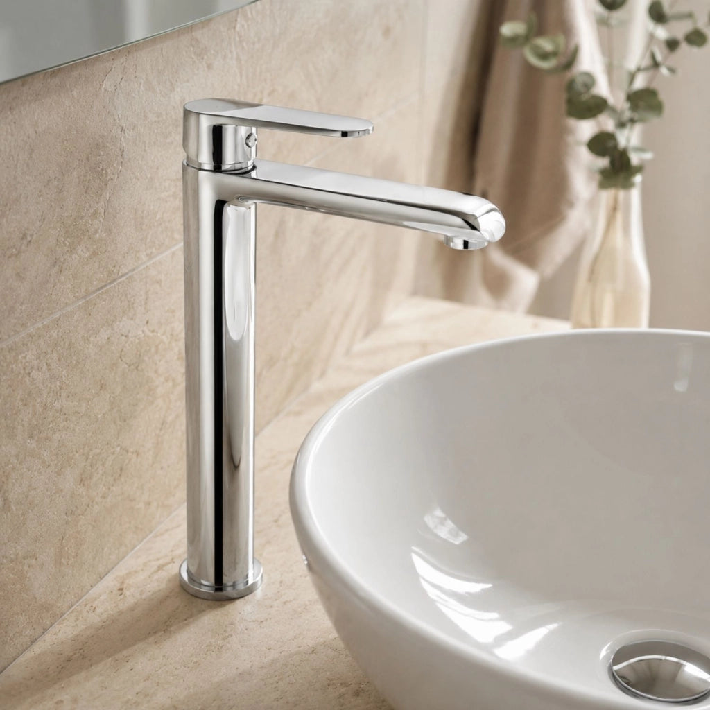 Miscelatore rubinetto america per lavabo con bocca alta in ottone cromato bagno *** confezione 1