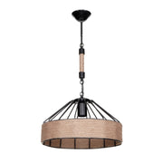 Lampada da soffitto Malina ASZ1180 struttura in metallo nero con dettagli in iuta H61xL34