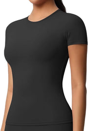 Maglietta Sportiva Donna Corta Manica Adattabile - Maglietta per Fitness - Maglietta Yoga - T-Shirt Stretta - Progettata per la Massima Comodità