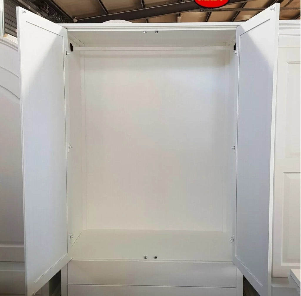 Armadio moderno 2 ante legno shabby bianco 125x61x200 (724) - Mobili 2G