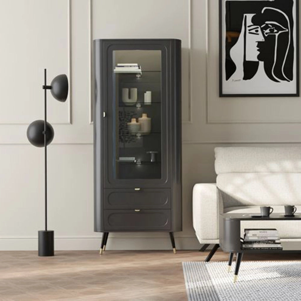 Mobile Espositore Lolaleha, Vetrina 4 Ripiani, 78x40x192h cm Nero
